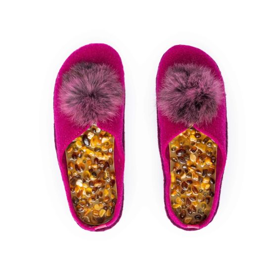 Eco Felt Slippers with Amber Insoles "Barok", For Women