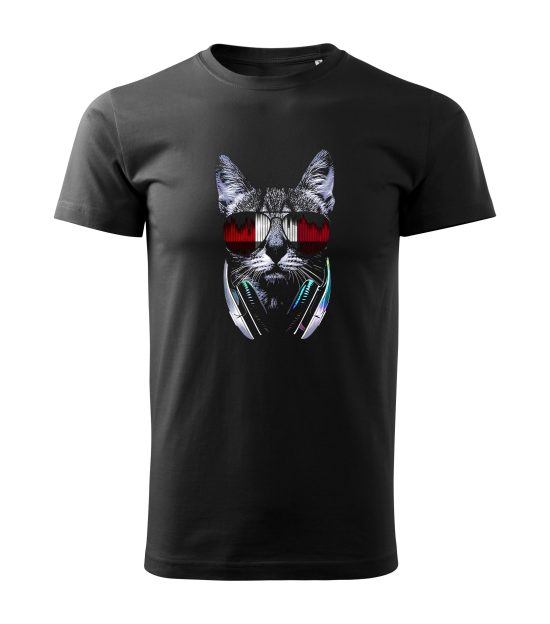 Unisex T-shirt "Cat with Headphones", Black