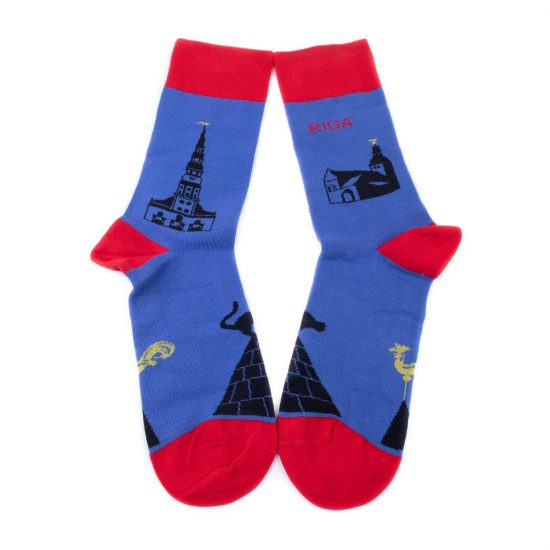 Cotton Socks – Riga, Blue and Red