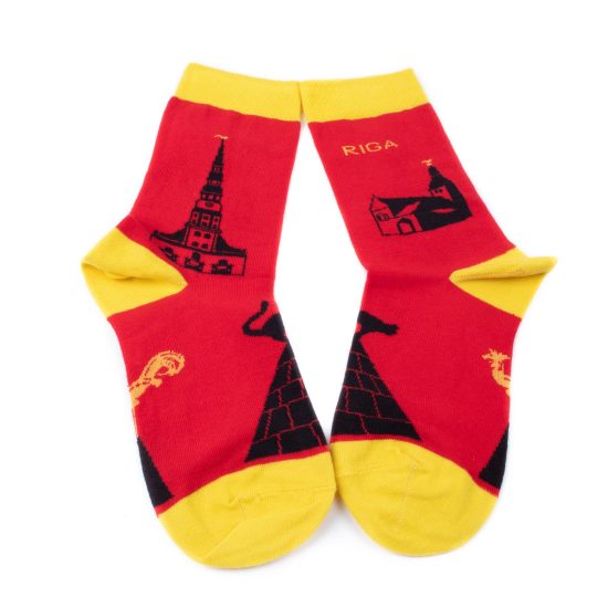 Cotton Socks – Riga, Red and Yellow