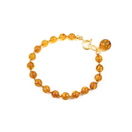 Amber Bracelet with Gold Color Elements, ⌀ 5 cm
