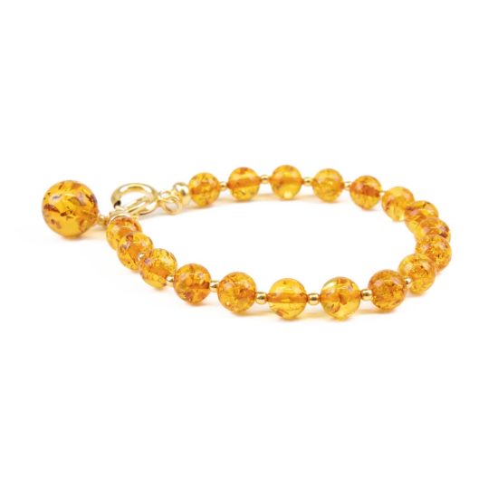 Amber Bracelet with Gold Color Elements, ⌀ 5 cm