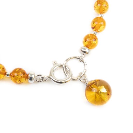 Amber Bracelet with Silver Color Elements, ⌀ 5 cm