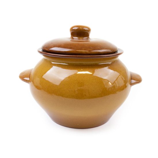 Heat Resistant Ceramic Pot with Lid, Brown, 0.5 l