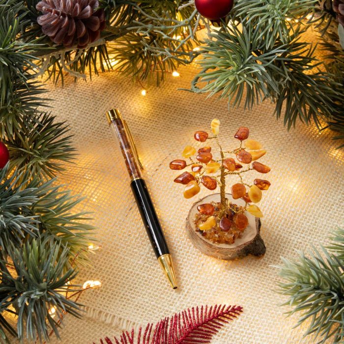 Christmas gift set - amber money tree and amber pen